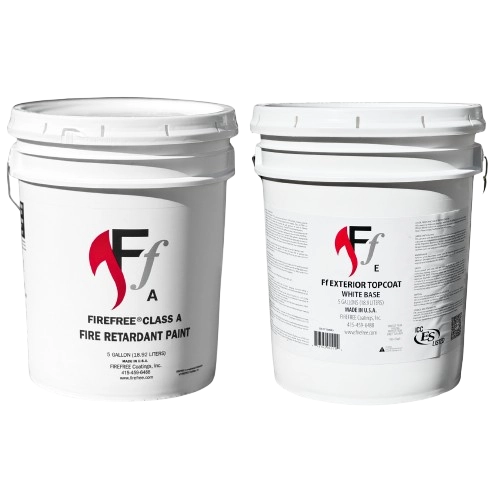 Firefree Class A and Firefree Exterior Topcoat fire retardant paint.